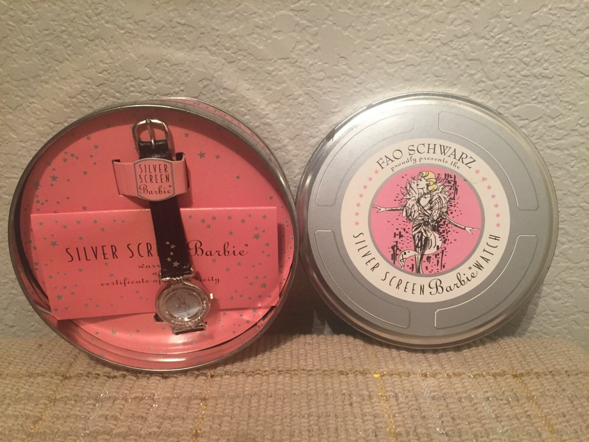 FAO Schwarz Barbie Watch Lot Limited Edition Silver Screen Pretty And Pink Annv Vintage New in Package Silver Screen Barbie Watch FAO  main image 2