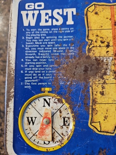Vintage WILD FRONTIER Lunch Box Spinner Game Go West No Thermos With Spinner - Picture 7 of 16