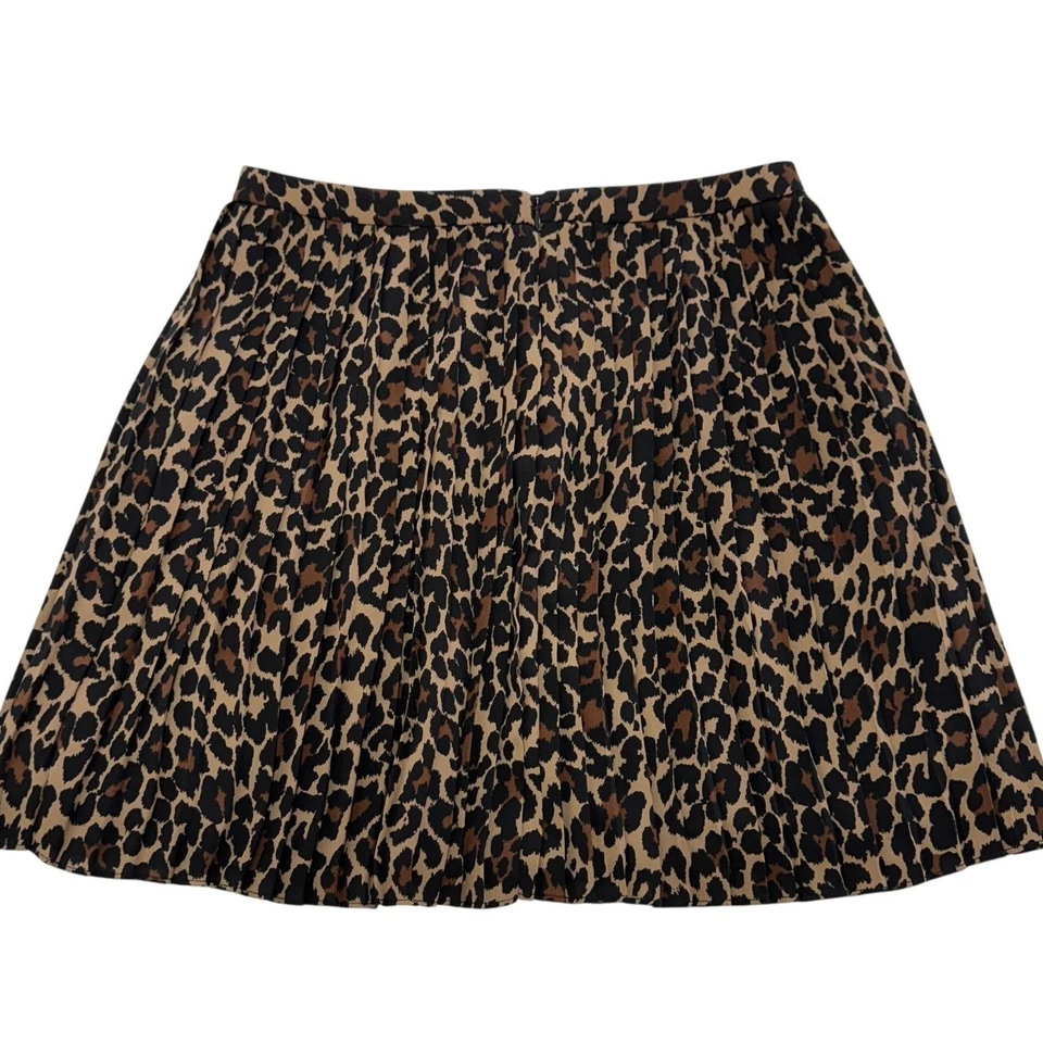 Falda J.Crew Mujer 4 Marrón Negro Guepardo Estampado Animal Mini Plisada Foto 3 de 4