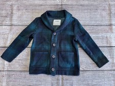 Old Navy 4T Green And Black Plaid Button Up Long Sleeve Cardigan