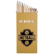 12 x 'Netball Emblem' Long 178mm Coloured Pencils / Pencil Set PE00079981 