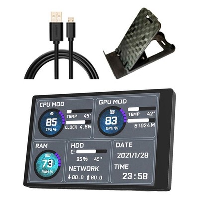 3,5-Zoll-IPS-Display für CPU, GPU, RAM, HDD, Temperaturanzeige, Accs, kompakter