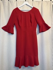 White House Black Market Red Bell Sleeve Dress Formal Business Attire Size 4