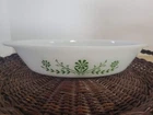 Vintage Pyrex Spring Blossom Green Divided Casserole 2.5 Qt 435 USA Bakeware