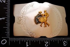 LH30115 VINTAGE  SQUARE DANCING COUPLE  SILVERTONE BELT BUCKLE