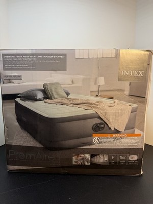 Intex: PremAire I Elevated Airbed - Full - Gray  18  Inflatable Air Mattress