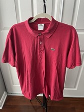 Lacoste Men  s Polo Shirt Solid Red sz 6 Short Sleeves Preppy GUC