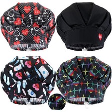 Bouffant Caps Button Sweatband Adjustable Nurse Working Hat Scrub Cap 4 PCS