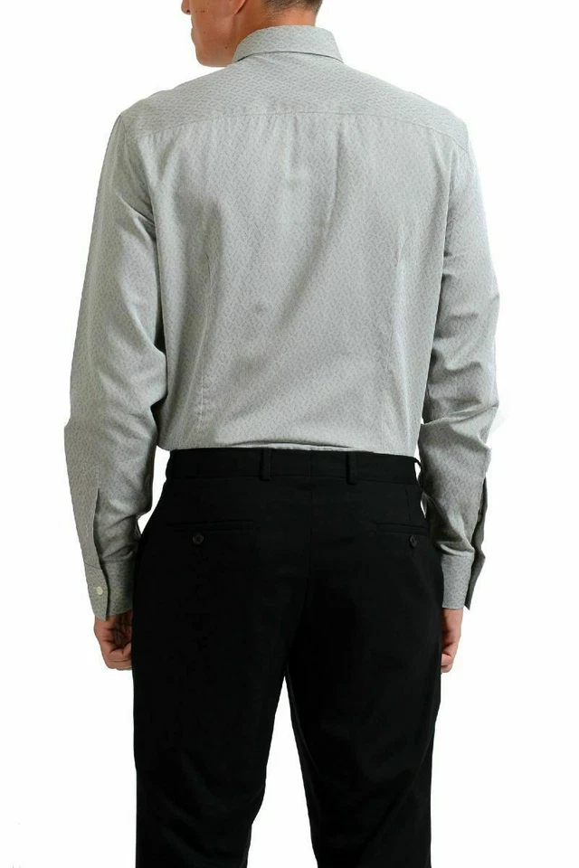 Camisa de vestir manga larga gris estampado geométrico "Tendencia" de Versace Collection para hombre Foto 2 de 4