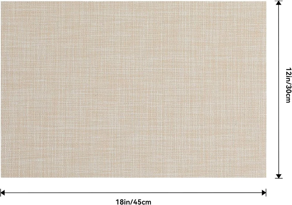 Beige Placemats Set of 4 Heat Resistant Non-Slip PVC - Image 3 of 4