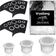 302pcs Tattoo Ink Caps Kit - 100 Small 100 Medium 100 Large Cups... 