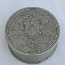 Walter Baker & Co Century Vanilla Chocolate embossed Aluminum Can Vintage Candy
