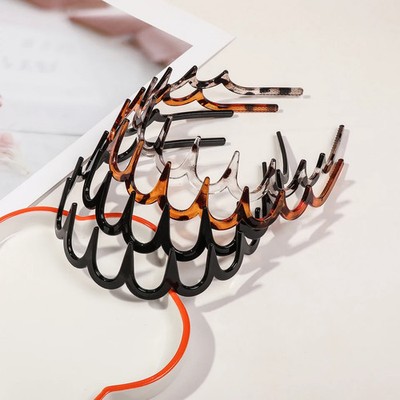1 4pc Black Wavy Comb Headbands Non Slip Zigzag Hair Bands for Women Girls