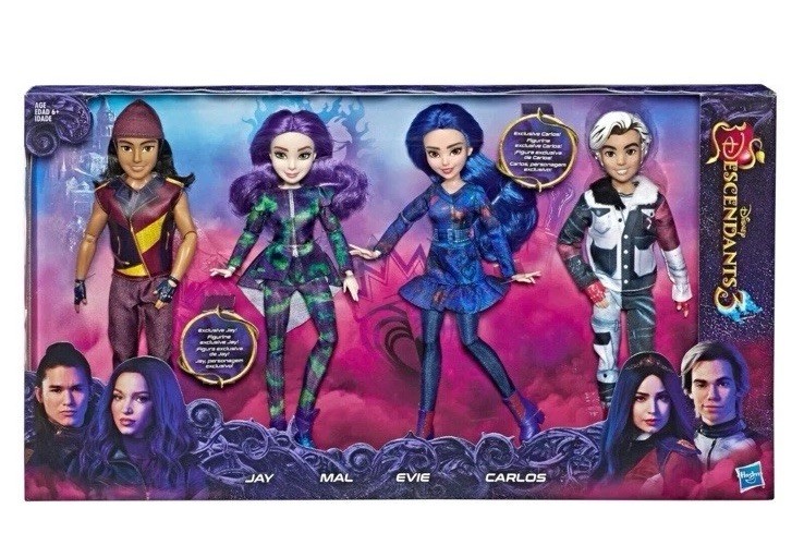 Disney Descendants Doll Set Jay Evie Mal Carlos 4-Pack Bundle Exclusive