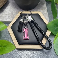 5  Stainless Steel Tassel Initial I Charm Wristlet Keychain New Free Ship D1682