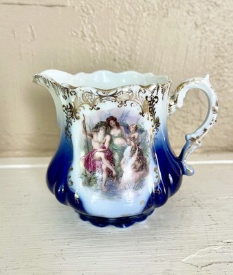 Antique Royal Bavaria P.M.B.Porcelain Creamer Pitcher Cobalt Germany 3.4  Tall