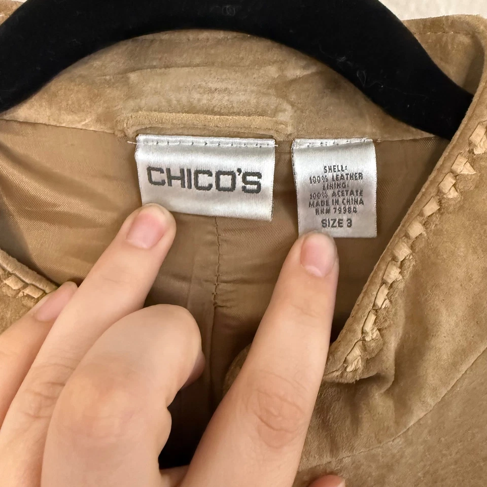 Chaqueta de Cuero Gamuza Chicos 3 XL Bordada Western Boho Country Artística Ecléctica Foto 4 de 4