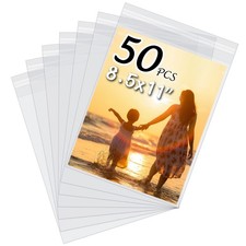 50 Pack Acid-Free Crystal Clear Sleeves Storage Bags for 8.5x11 Art Prints/Pi...