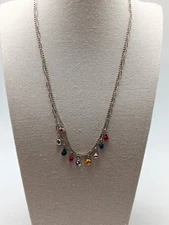 Double Stranded Colorful Rhinestone Necklace
