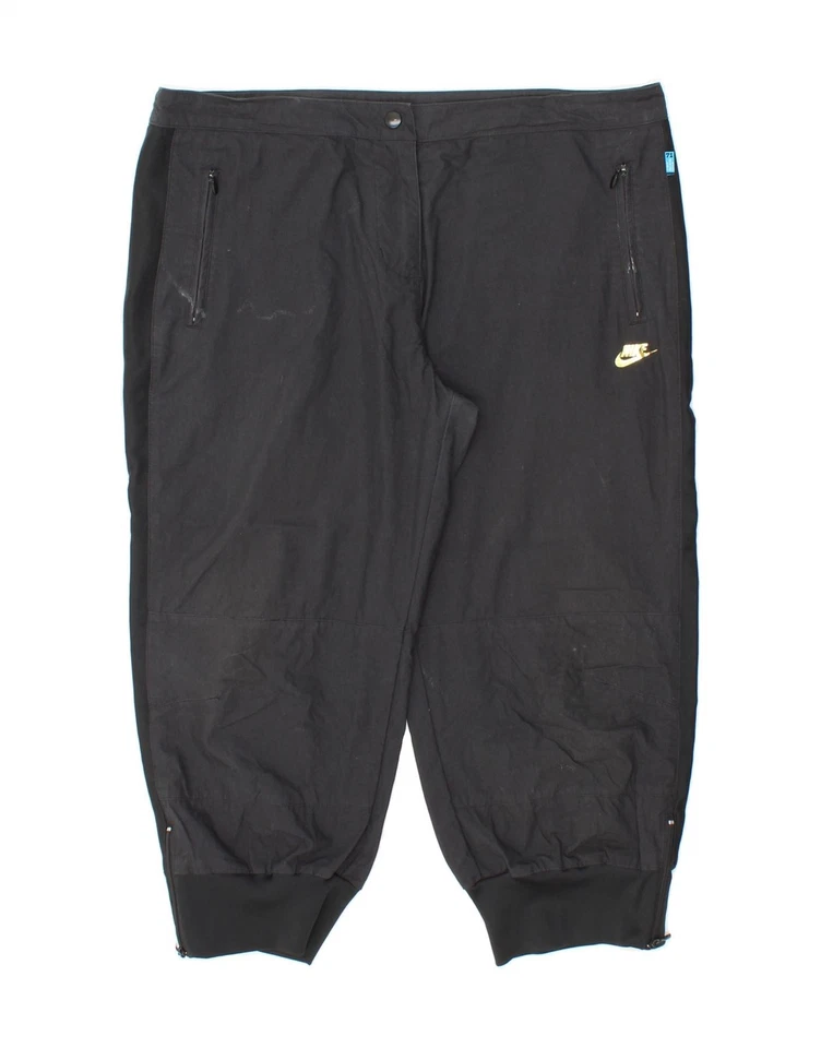 NIKE Womens Joggers Capri Trousers UK 14 Large W34 L21 Black Polyester JR05 - Image 1 of 4