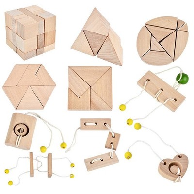 Mini IQ Puzzle 10 Spiele   Holz Knobelspiel / Geduldsspiel für Kinder & Erwachse