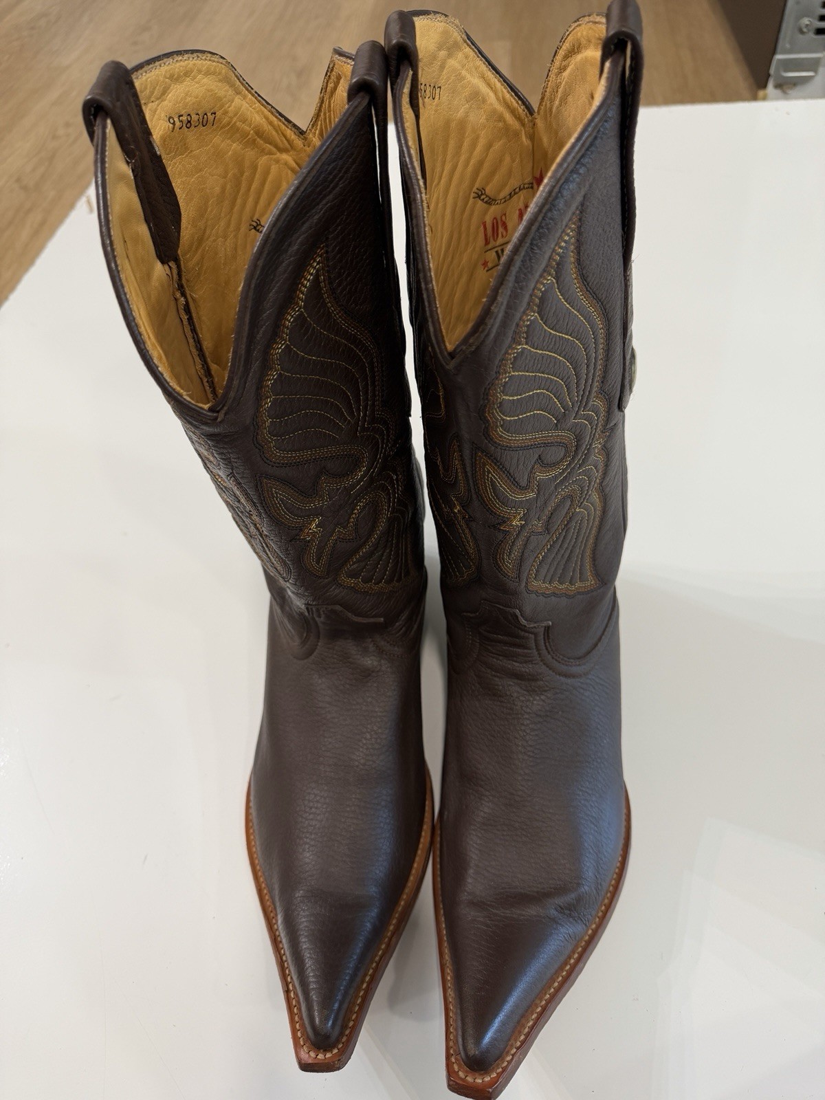 Rare Los Altos Men’s Genuine Brown Cowboy Boots Pointed X Size 10 GFT image 3