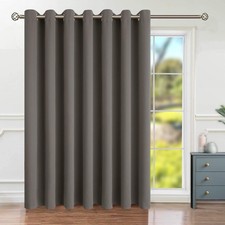 Grey Sliding Door Curtain 84 Inches Long, Extra Wide Thermal Blackout Curtains f
