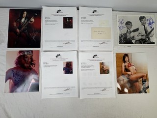Lot Mixed Autograph Photos Signed Morbid Angel Kari Wuhrer Girl Talk Queen Alia