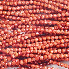 GOLDSTONE 4MM FACETED ROUND SPARKLING BEADS A BROWN