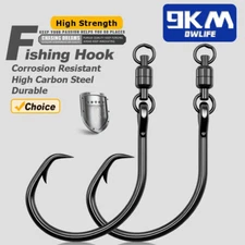 Circle Hooks wiht Swivel High Carbon Steel Extra Sharp for Freshwater Saltwater