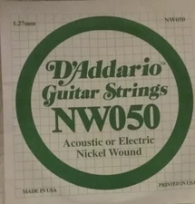 D'Addario Guitar String Acoustic or Electric Nickel Wound NW050