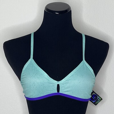 Jolyn Vent Bikini Top Blue Purple Trim Small New WIth Tags