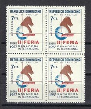 Dominican Republic 1957 Sc# 473 set Livestock Show Fair emblem block 4 MNH
