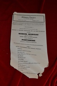 MARCEL MARCEAU mime performance artist VINTAGE 1956 PANTOMIME Program BILTMORE 