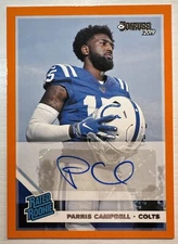 Parris Campbell 2019 Panini Donruss Rated Rookie Orange Rookie Auto #315