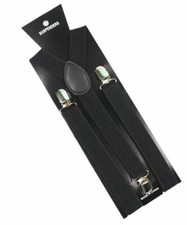 NEW Black Clip-on Elastic Y-Shape Adjustable SUSPENDERS Wedding USA SELLER