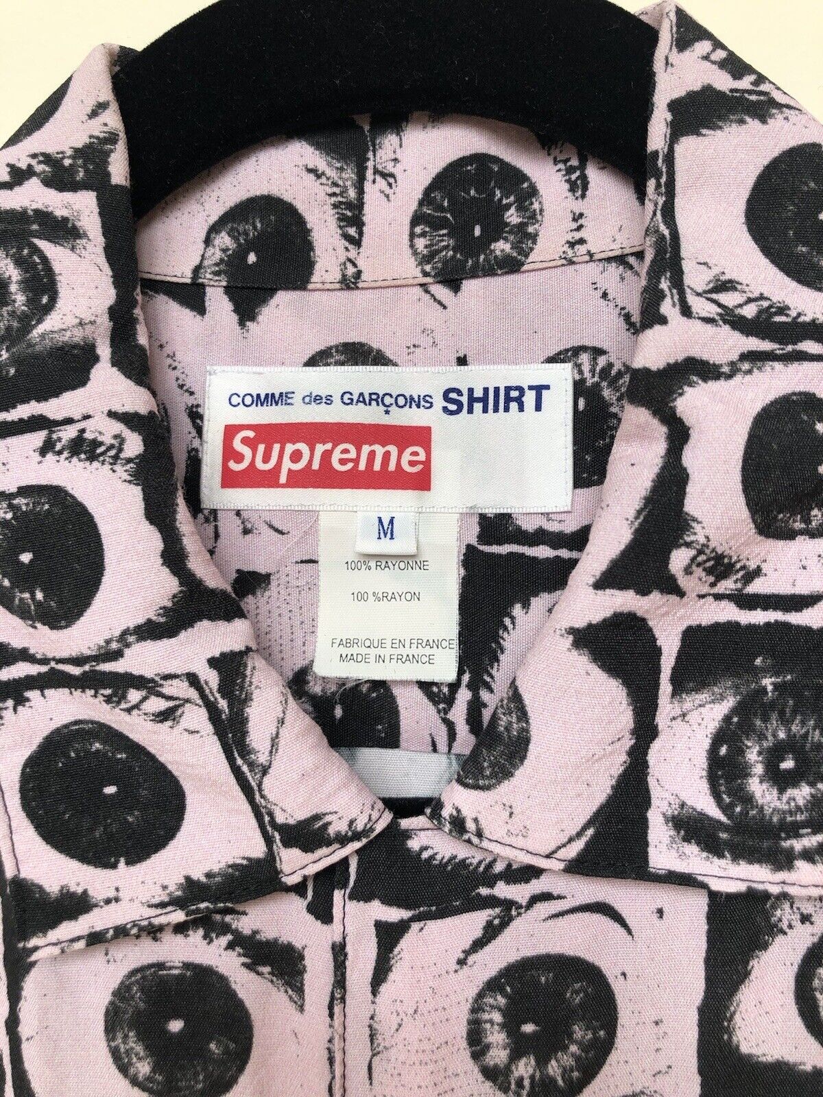 Supreme Comme Des Garcons SHIRT Eyes Rayon Shirt White Size Medium SS17