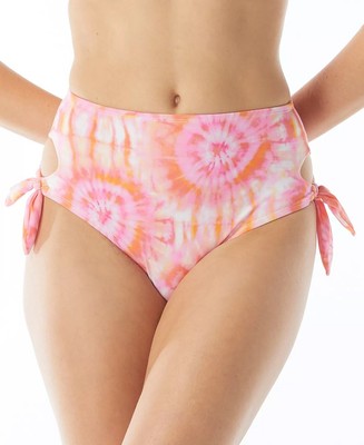 Sundazed CORAL Tatum Tie-Dyed Side-Tie High-Waist Bikini Swim Bottom, US Medium
