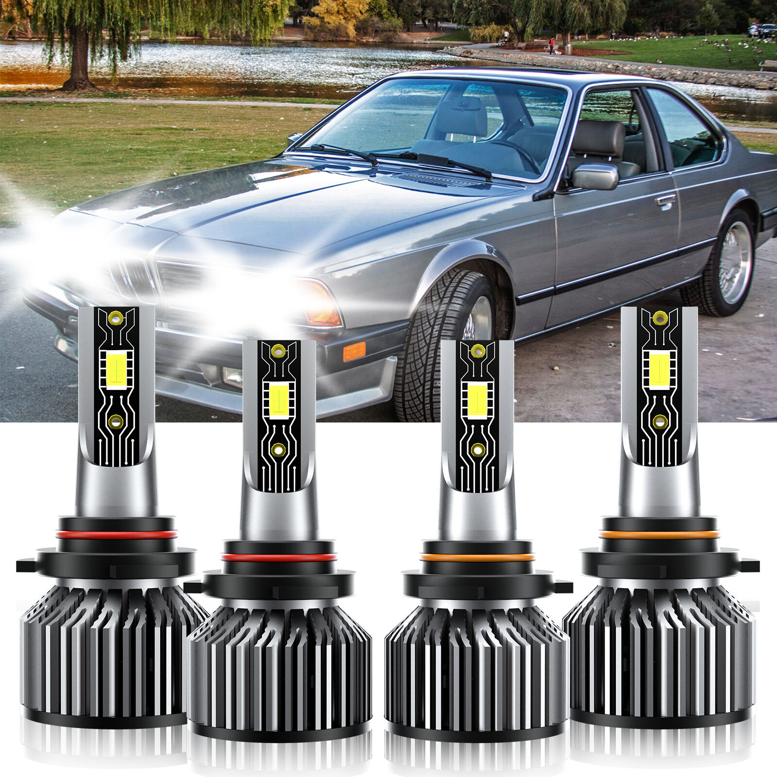 9005+9006 LED Headlight CSP Bulb Kit Combo High Low Beam For BMW L6 1987-1987