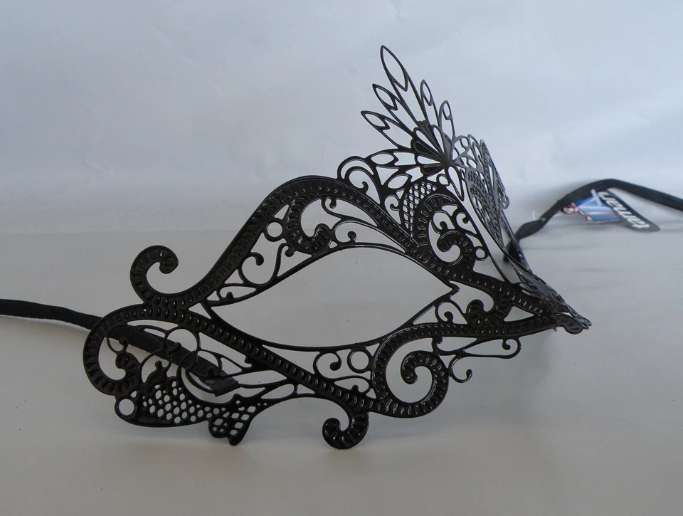 Black Filigree Metal Venetian Masquerade Party Mask No.4 * New * Express Post - Image 2 of 2