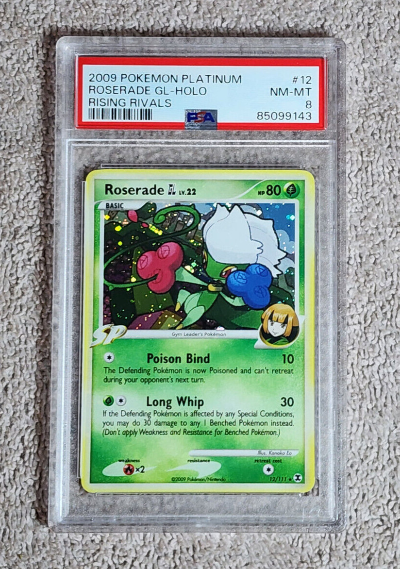 2009 POKEMON Platinum #12  Roserade GL Holo Rising Rivals PSA 8 MN-MT FREE SHIP!