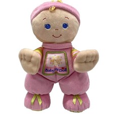 Fisher Price Baby's 1st Plush Doll Pink Blonde Curly Hair Blue Eyes 2008 Rattle