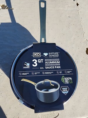 3 Qt IKO Sapphire Diamond Hard Anodized Aluminum Sauce Pan With Clear Glass Lid