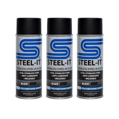 Steel-it 1012B Black Polyurethane Stainless Steel Spray 12oz Can (Pack of 3)