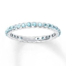 1.24 Ct Blue Topaz Stackable Eternity Ring Sterling Silver 925