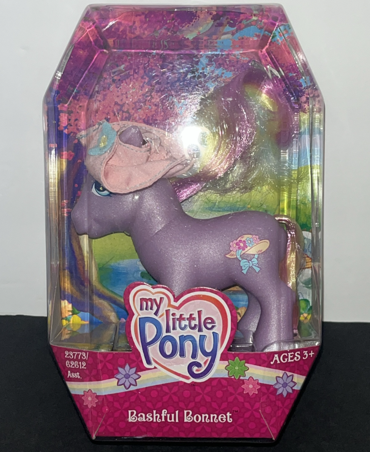 NUOVO cappello da sole My Little Pony Bashful Bonnet lilla viola pony rosa capelli arcobaleno