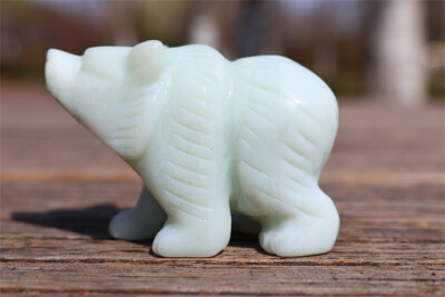 Natural 2'' Carved amazon stone Bear Reiki Crystal Skull Decor Crystal gift 1pc