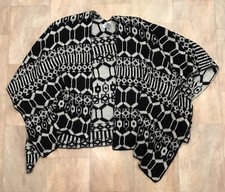 Marks And Spencer M&S Wrap Around Knitted Shawl Black White Patterned - One Size