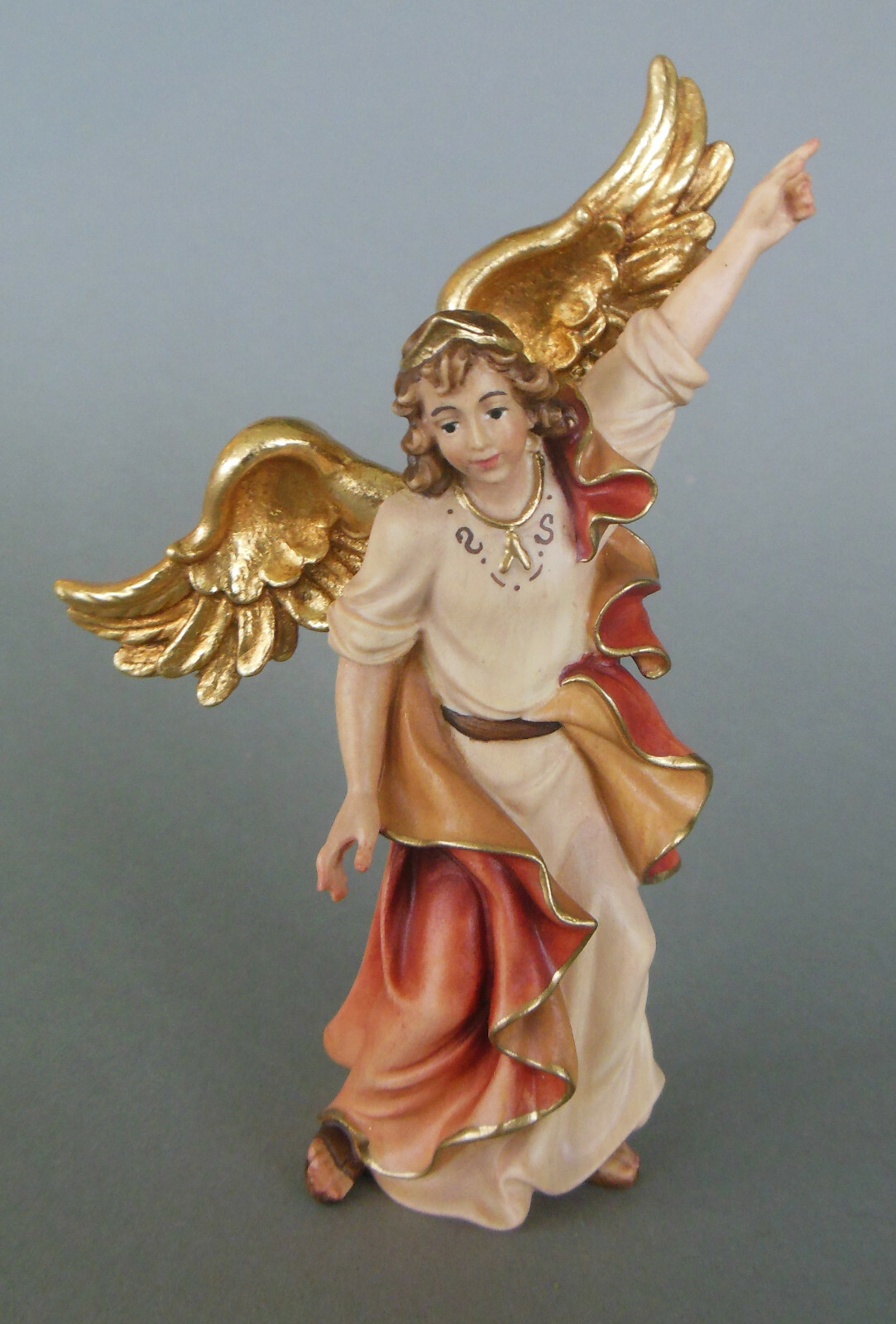 Verkündigungsengel für Krippenfiguren Größe 11 cm Holz bemalt N3 Bemalung
