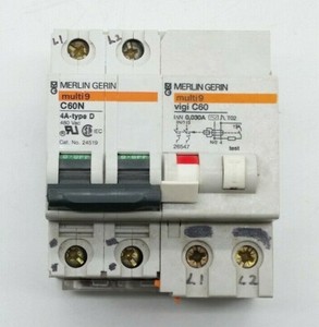 Merlin Gerin Multi9 C60n 4a Type D Circuit Breaker With Vigi C60 Module Ebay